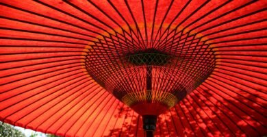 red patio umbrella